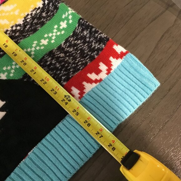 Holiday Hype Cat Christmas Sweater Pom Pom Hat Multicolor Fair Isle Festive Sz L - Picture 11 of 11